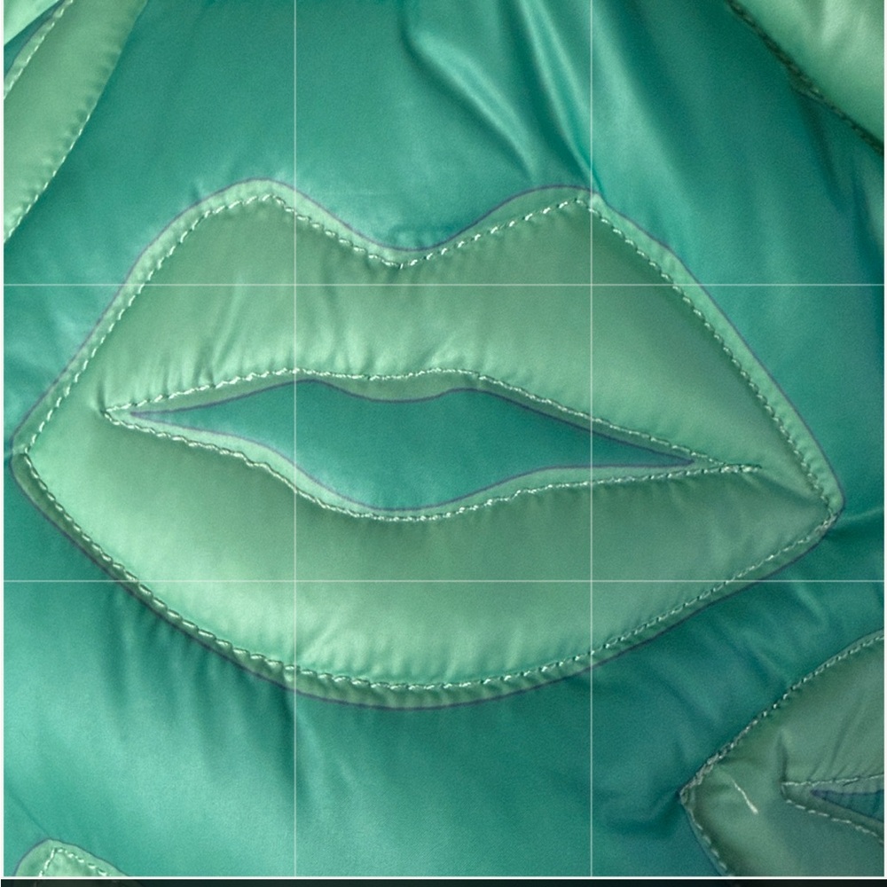 🦊👄🦊 WILDFOX LIPS QUILTED MINT GREEN PUFFY TOTE BAG 🦊👄🦊 NWT 🦊👄🦊 - Picture 8 of 16